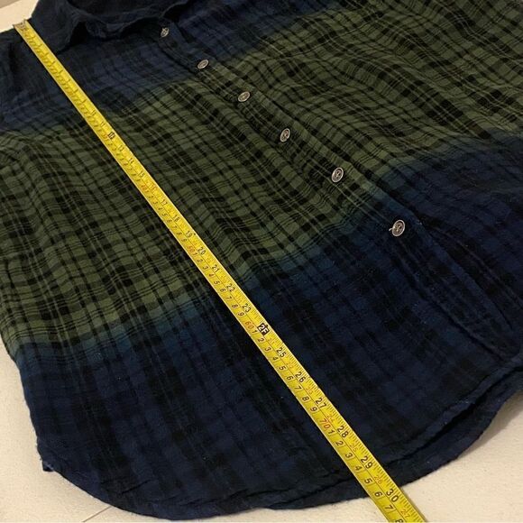 Women’s Dear John Long Sleeve Button Down Plaid Blue Green Size L Pockets - Picture 12 of 12